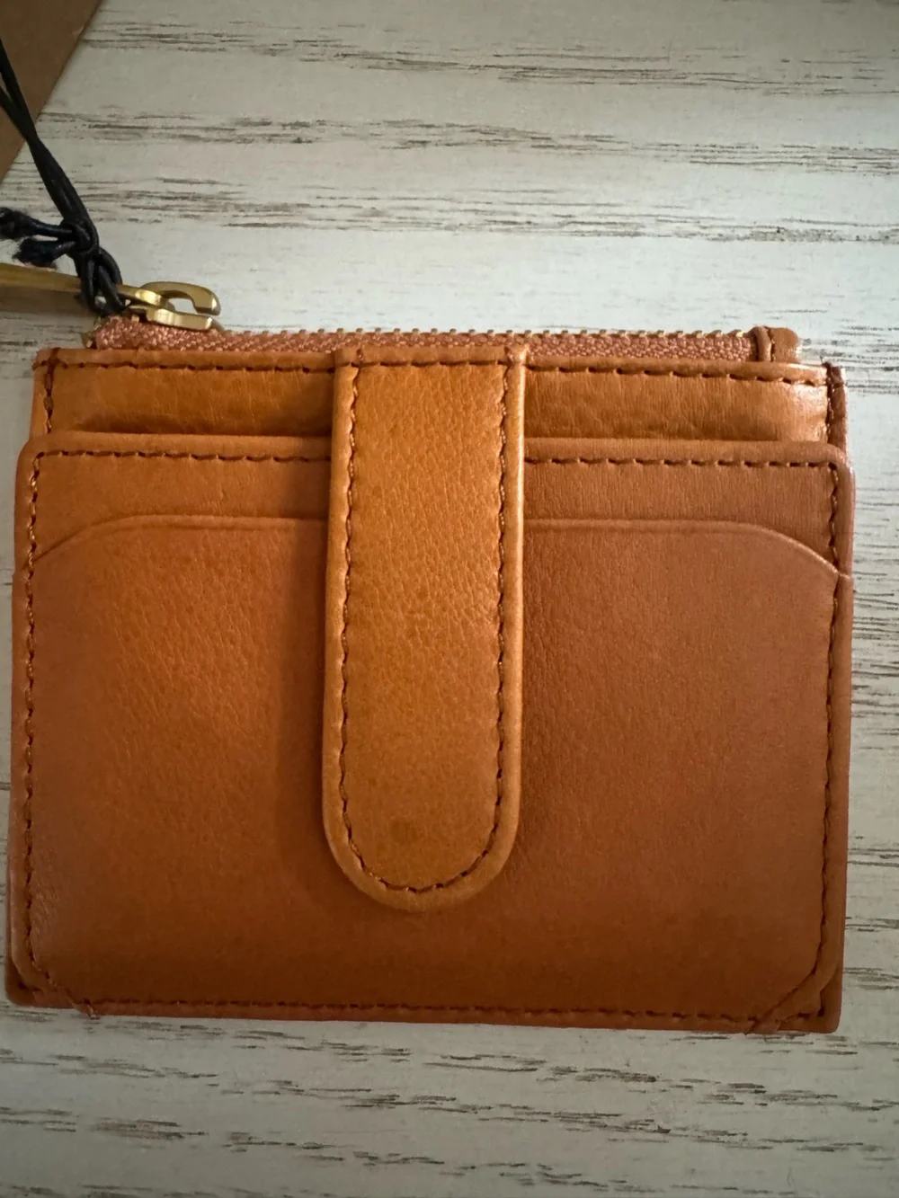 margot Tan Leather Card Zip Holder